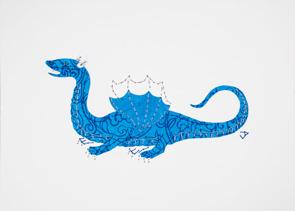 Winged & Four-legged Dragon in Blues