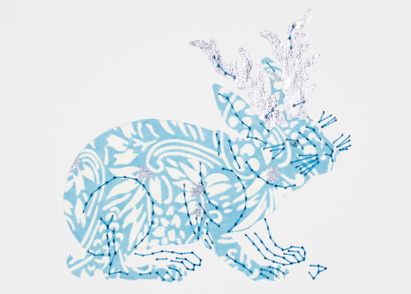 Jackalope in Pale Blue & Silver