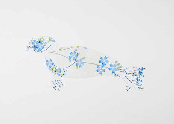 Seal in blue flowers on silver