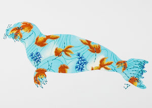 Seal in goldfish on turquoise