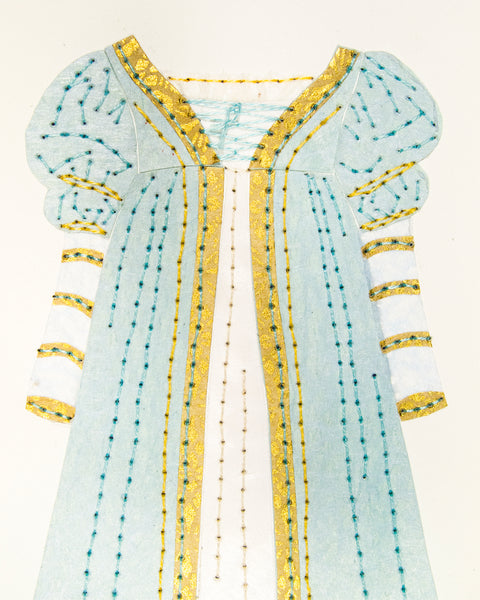 Dress #048: Lucrezia Borgia costume in blue, white, and gold. 2016