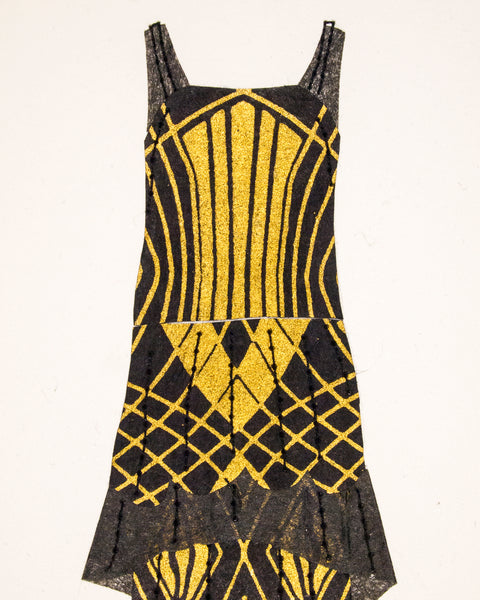 Dress #071.7: 1920s dress in black and gold