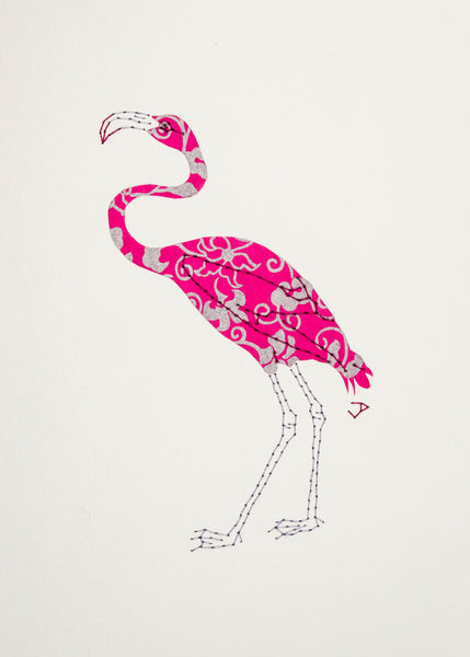 Flamingo in Silver & Magenta