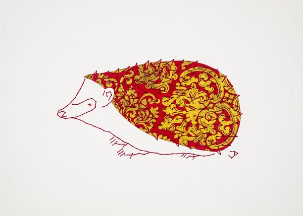 Hedgehog in Gold and Dark Red