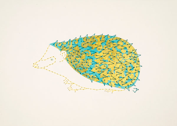 Hedgehog in Gold and Turquoise