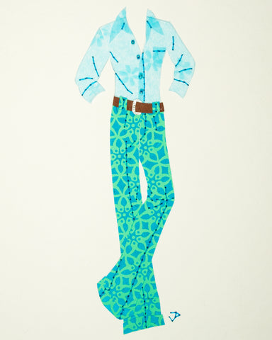 1970s men’s outfit in turquoise. 2016