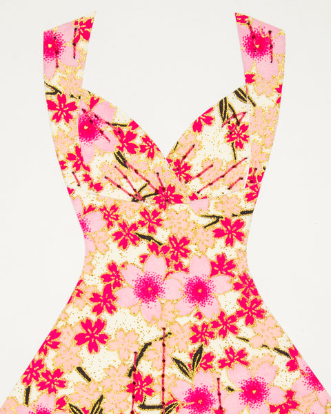Pinup #012: Pinup dress in pink flowers. 2016