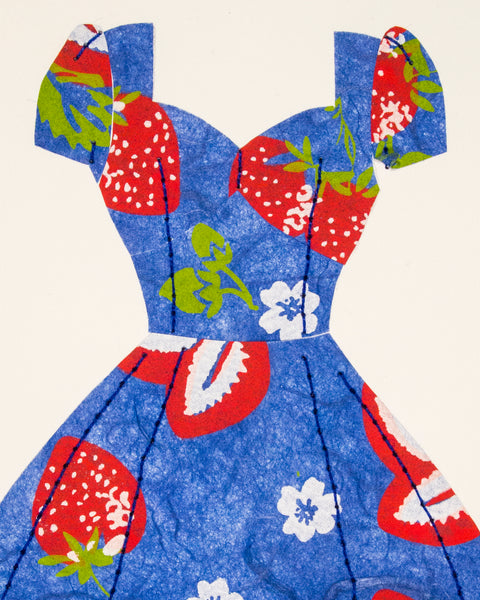 Pinup #027: Pinup dress in strawberries on blue