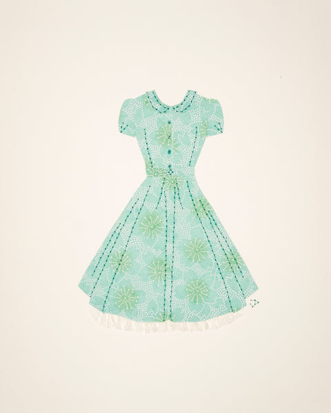 Pinup #029: Pinup dress in pale green and white with crinoline