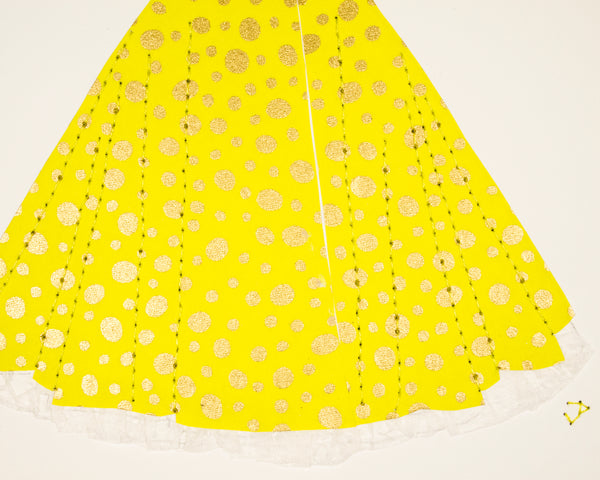 Pinup #033: Pinup dress in gold dots on yellow with crinoline