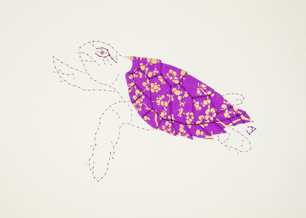 Hawksbill Turtle in Gold & Purple