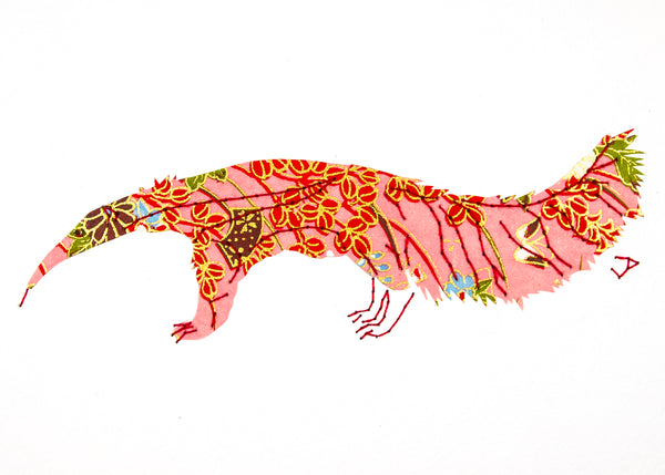 Anteater in Pink & Red Flowers