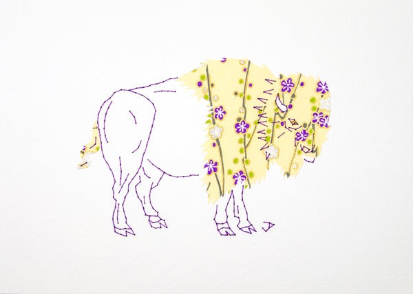 Bison in Purple & Pale Yellow