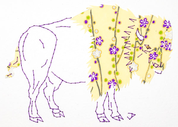 Bison in Purple & Pale Yellow