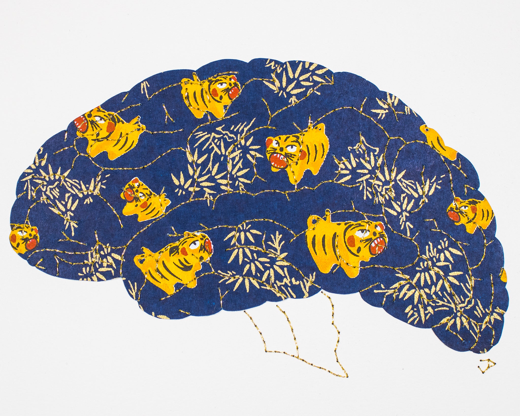 Brain in dark blue tiny angry tigers