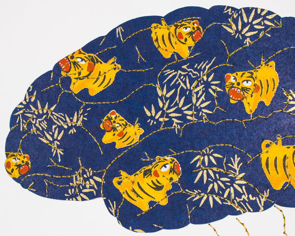 Brain in dark blue tiny angry tigers