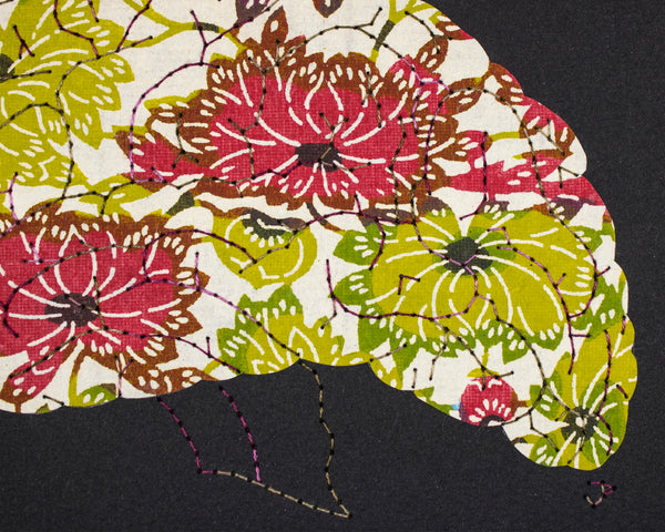 Brain in deep rose and lime green