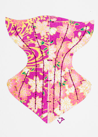 Victorian Corset in Magenta Flowers
