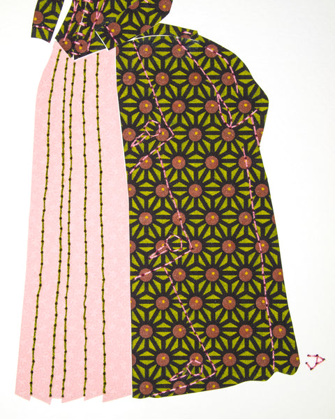 Dress #004: Victorian dress in black, lime and pale rose