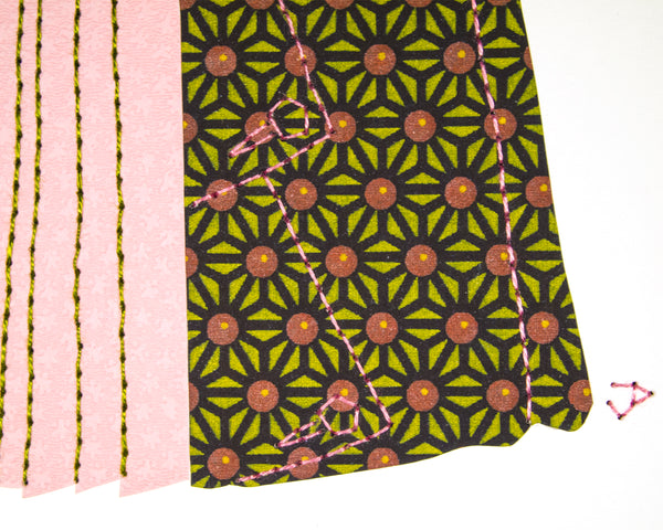 Dress #004: Victorian dress in black, lime and pale rose