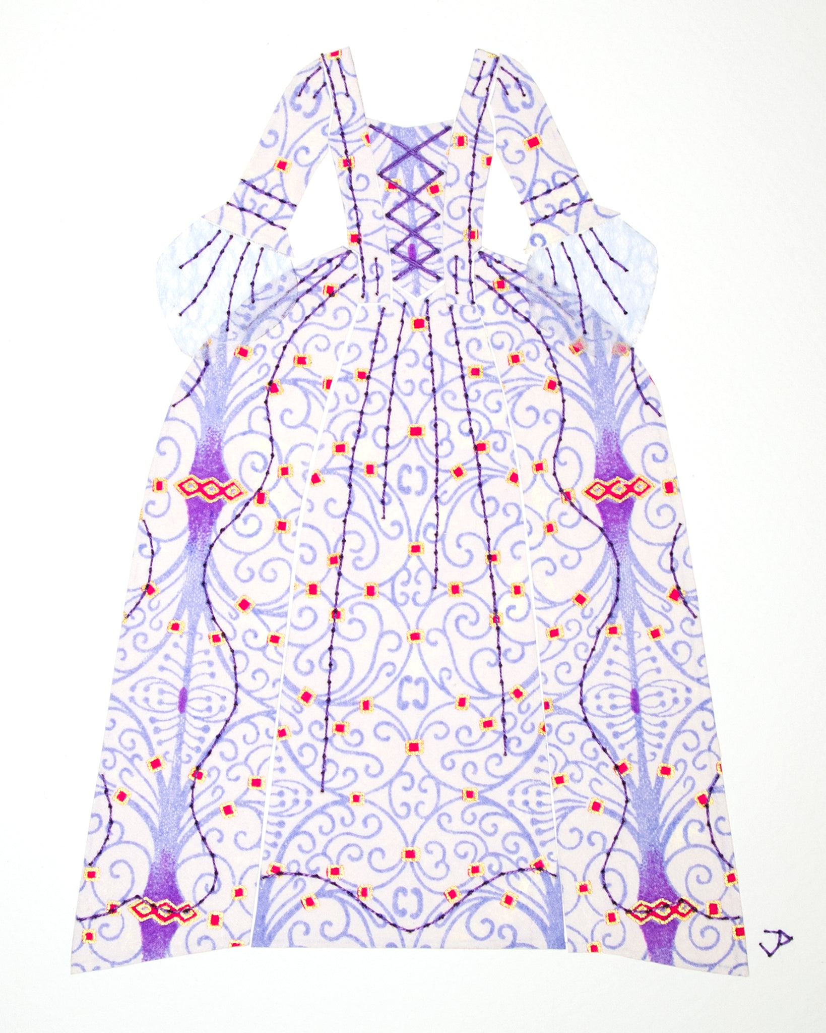 Dress #006: Robe à la française in periwinkle and pale purple. 2014
