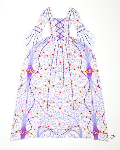Dress #006: Robe à la française in periwinkle and pale purple. 2014