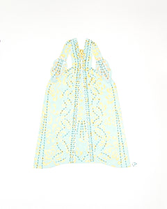 Dress #008: Robe à la française in gold and turquoise: front view. 2014