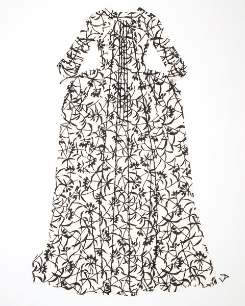 Dress #013: Robe à la française in black and white: back view. 2014