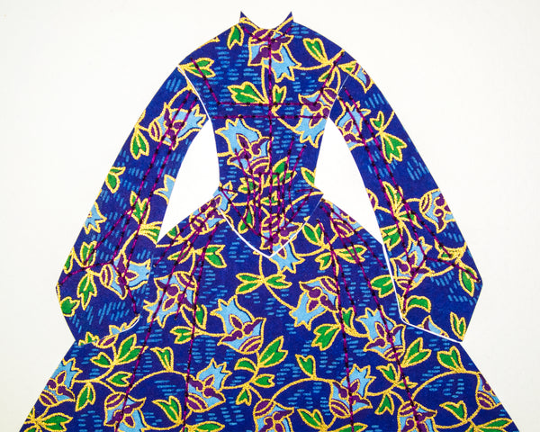 Dress #015: Victorian dress in blue flowers. 2014