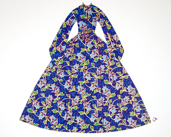 Dress #015: Victorian dress in blue flowers. 2014