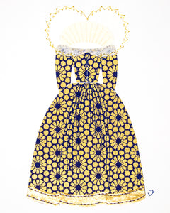 Dress #021.2: Queen Elizabeth I gown in blue and gold: rear view. 2017