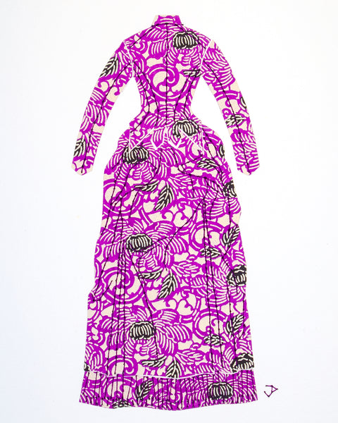 Dress #023: Victorian dress in purple, black, and white. 2015
