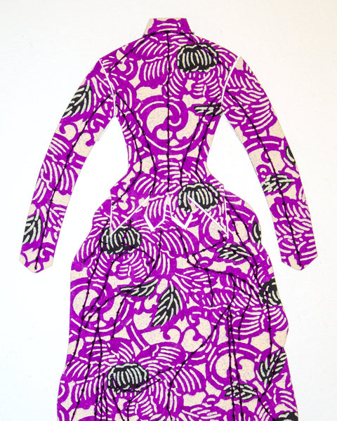 Dress #023: Victorian dress in purple, black, and white. 2015