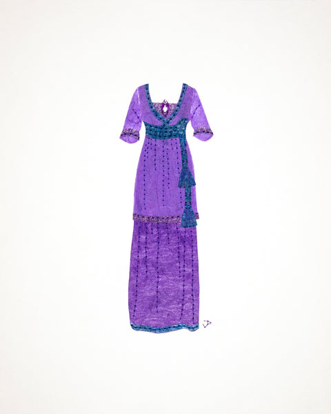 Dress #052.4: Edwardian dress in purple and blue