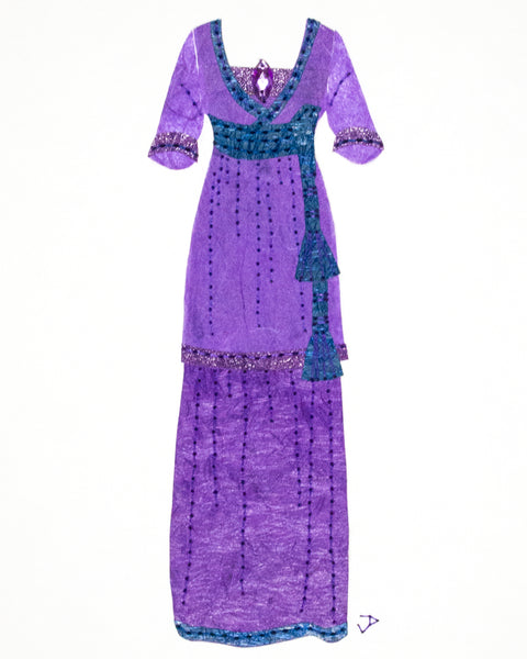 Dress #052.4: Edwardian dress in purple and blue
