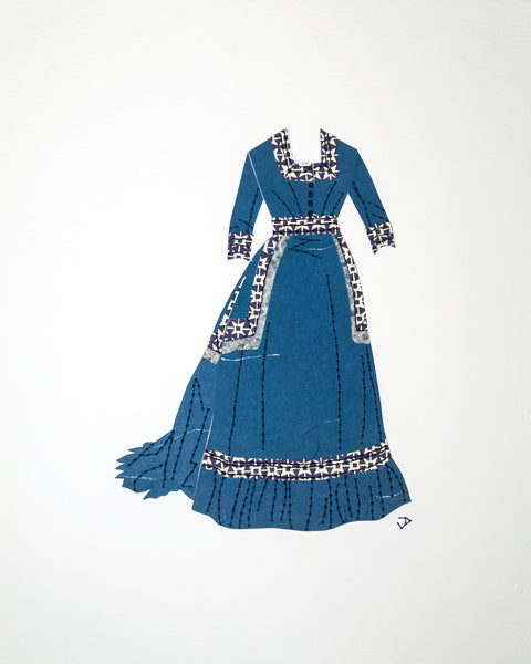 Dress #059: Victorian dress in blue and cream