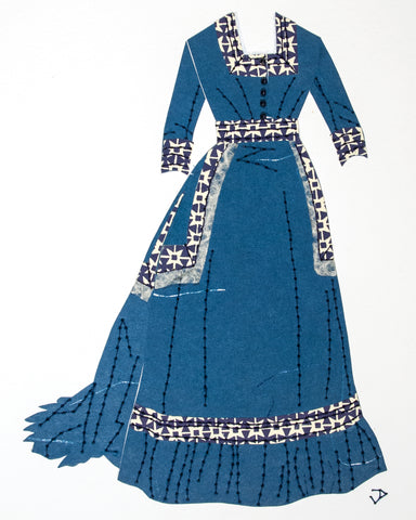 Dress #059: Victorian dress in blue and cream