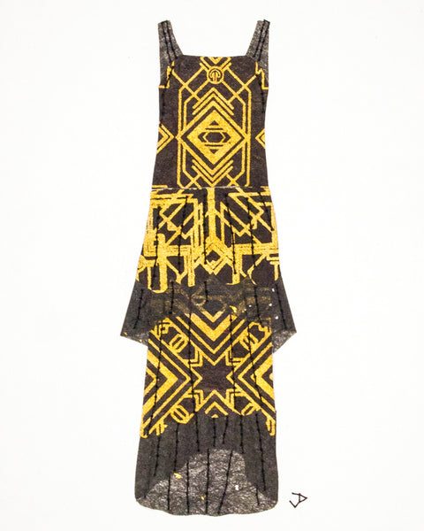 Dress #071.6: 1920s dress in black and gold