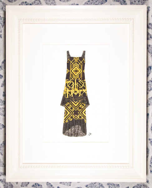 Dress #071.6: 1920s dress in black and gold