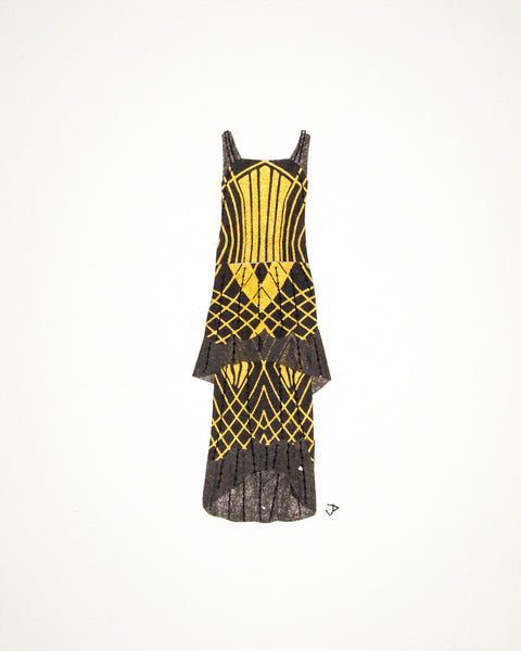 Dress #071.7: 1920s dress in black and gold