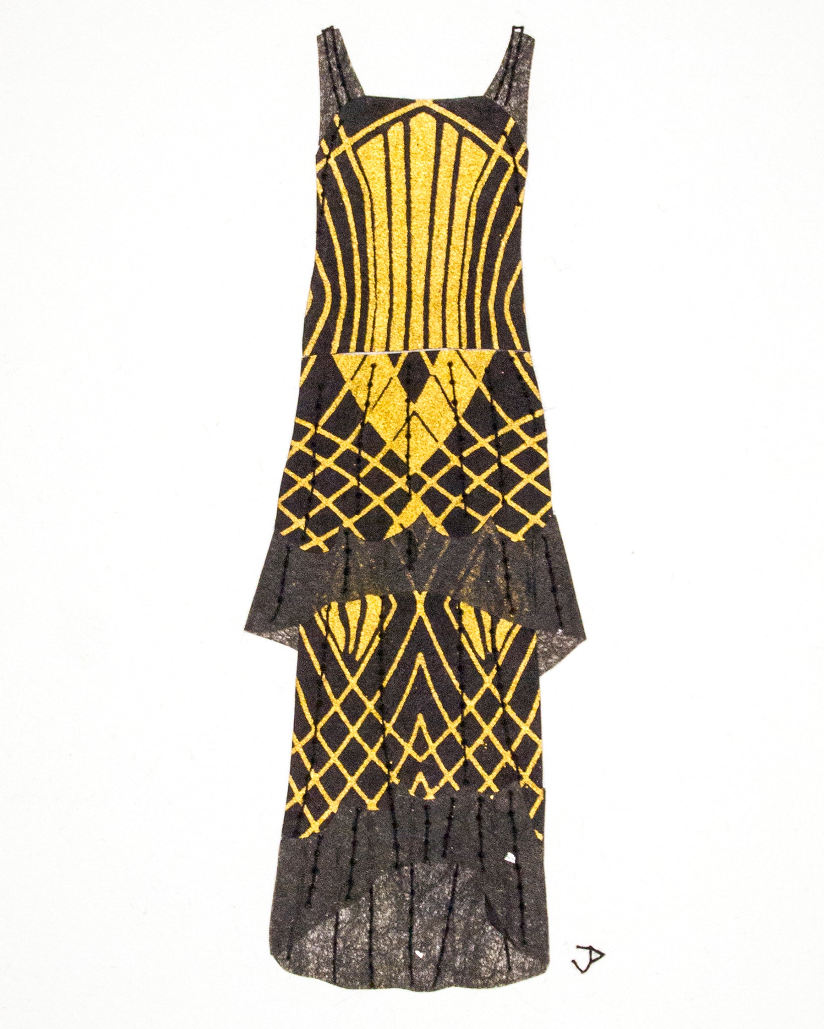 Dress #071.7: 1920s dress in black and gold