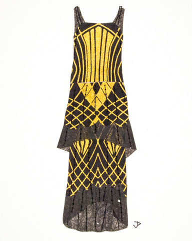 Dress #071.7: 1920s dress in black and gold