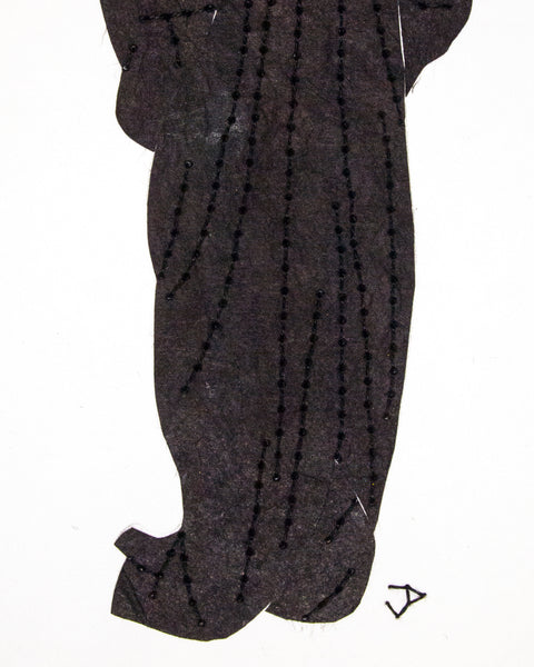 Dress #081.2: Edwardian dress in black with brown belt.