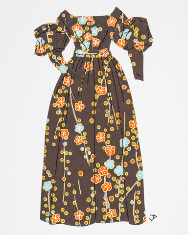 Dress #100: Late Georgian dress in brown