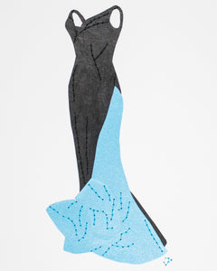 Dress #108: Charles James evening dress in black and turquoise