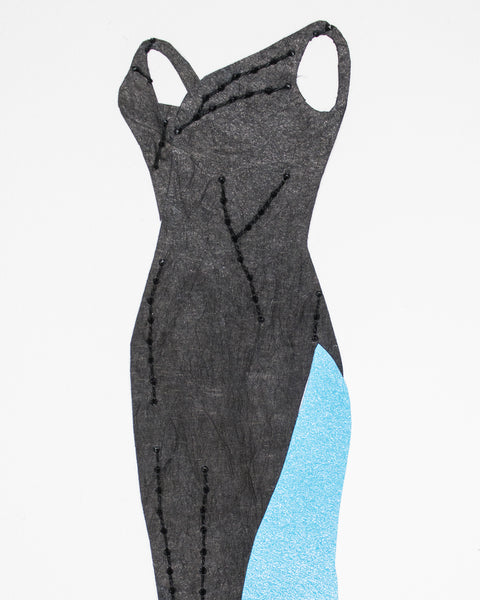 Dress #108: Charles James evening dress in black and turquoise