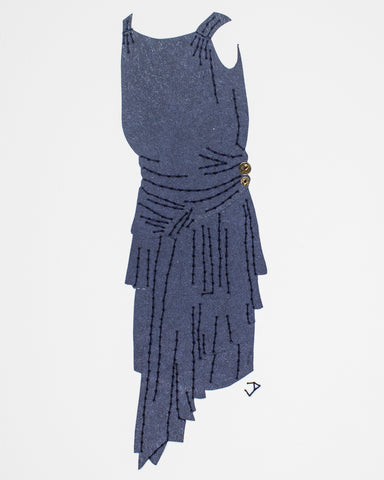 Dress #120. 1920s dinner dress in dark blue