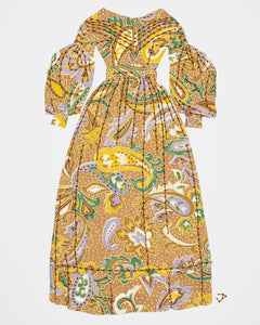 Dress #127: Early Victorian day dress in brown paisley