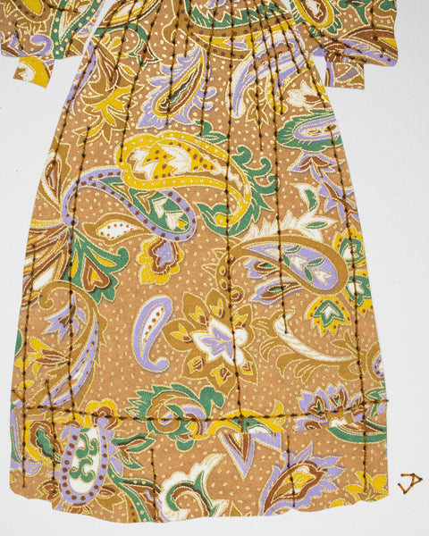 Dress #127: Early Victorian day dress in brown paisley
