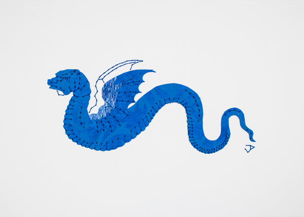 Winged Dragon in Blues